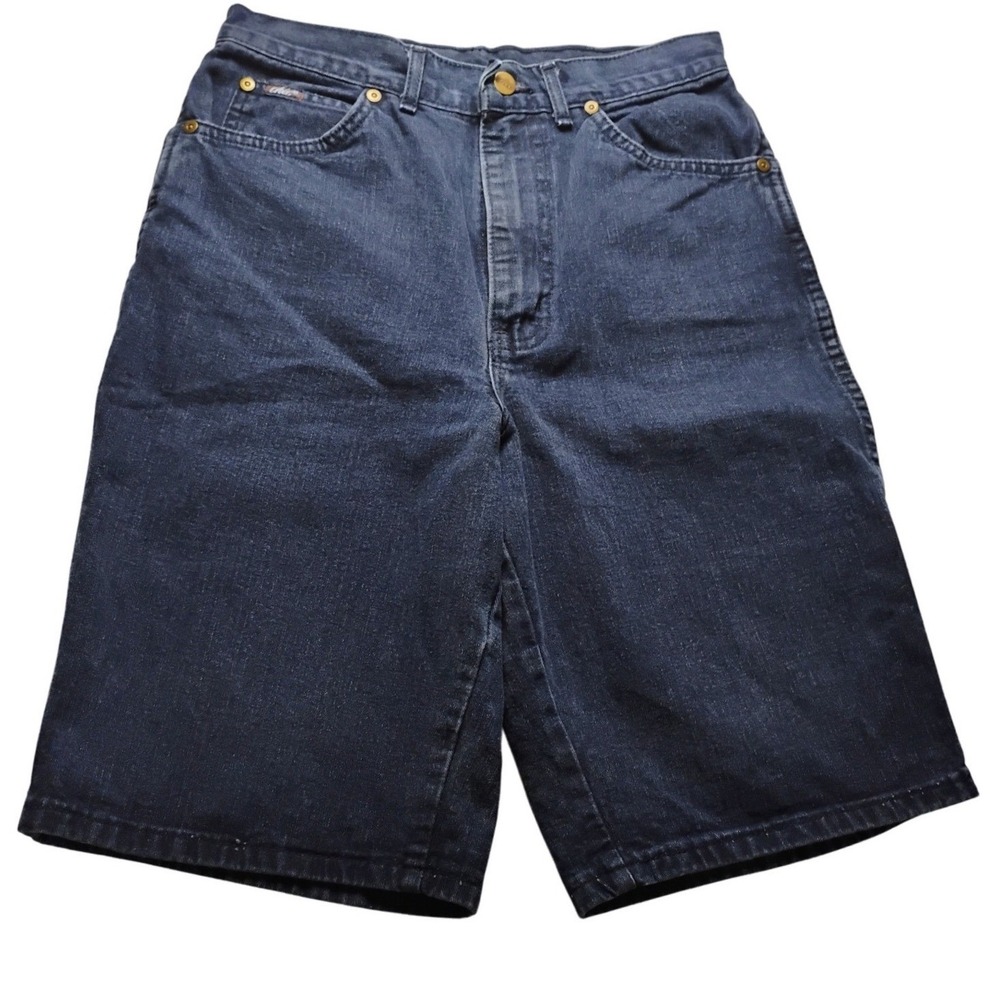 Vintage Chic Denim Shorts Womens 11 Dark Wash High Waist Bermuda Made in USA 90s